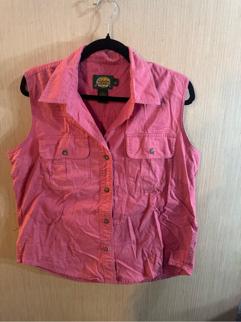 Cabela's Women's Hot Pink Sleeveless Button-Front Utility Top Size Large